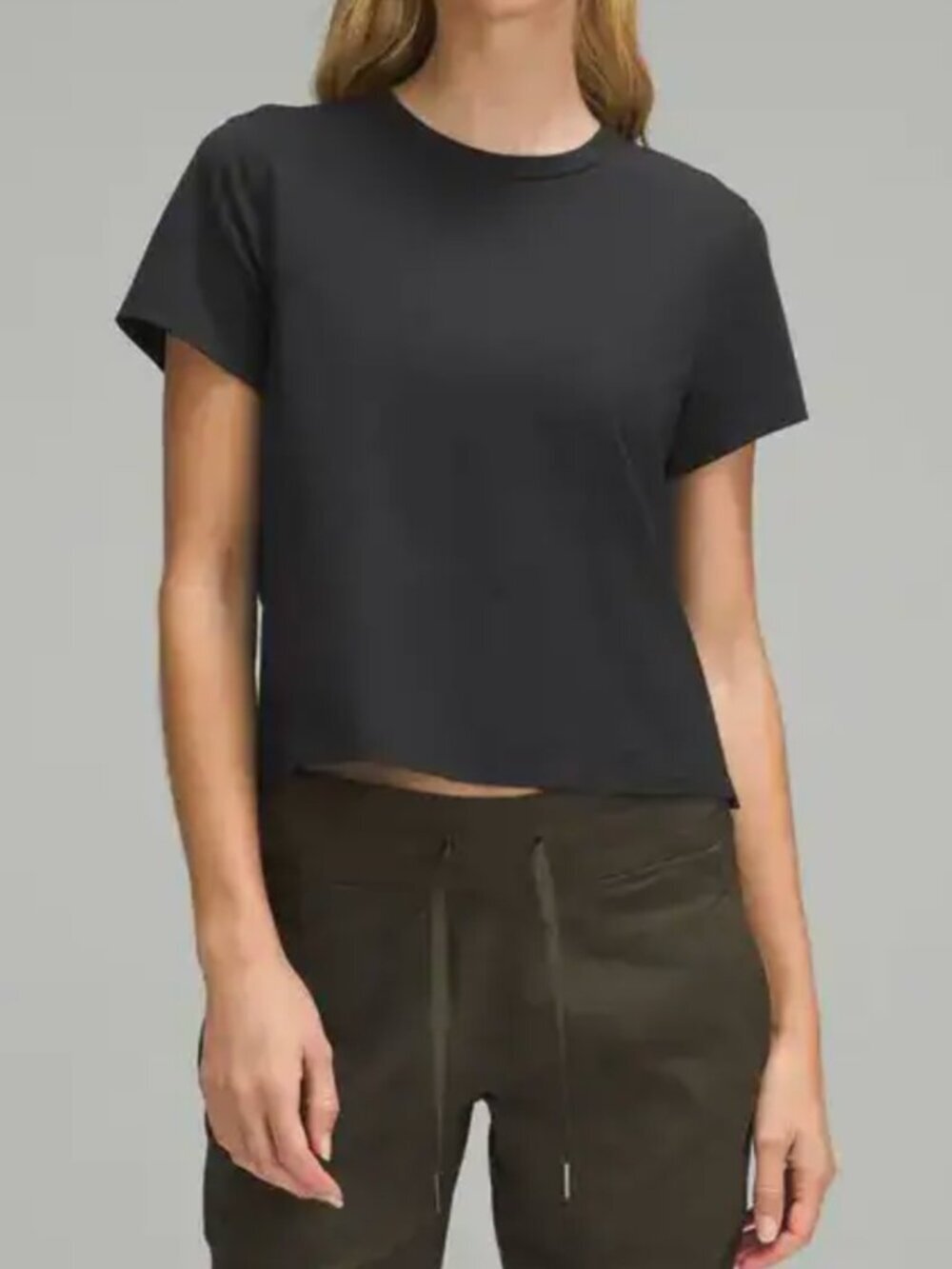 Lululemon Classic Fit Cotton Blend Tee NWT Black Size 4 T-Shirt Minimalist